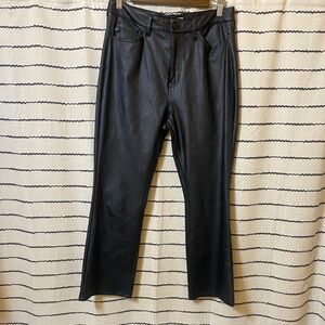 Faux Leather Kancan Black Ankle Jeans for Women